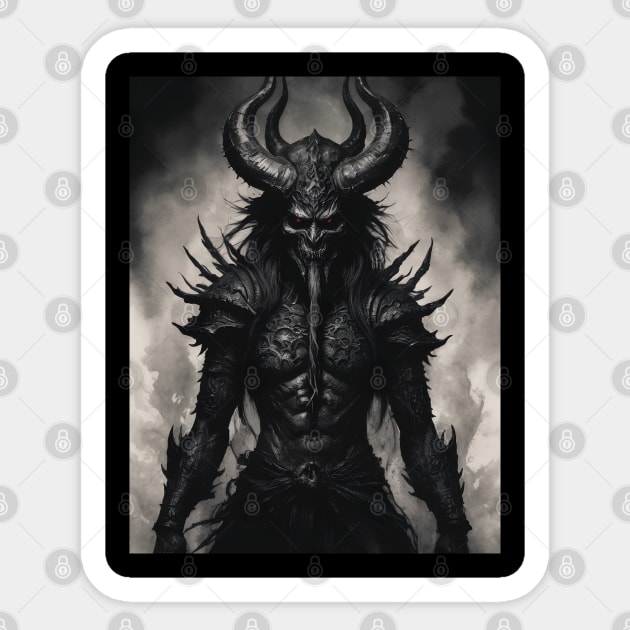 Malevolent Horned Demon: Close-Up Art Sticker by Dark Juliettes